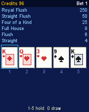 Draw Poker running in MicroEmulator