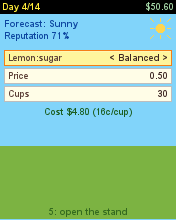 Lemon Stand running in MicroEmulator