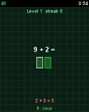 Math Blitz running in MicroEmulator
