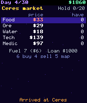 Space Trader gameplay