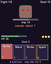 Spell Deck running in MicroEmulator