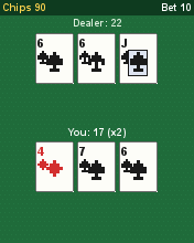 Twenty-One running in MicroEmulator